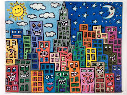 James Rizzi is a American Pop Artist, born and raised in Brooklyn, New  York. His neighborhood of tall buildings, busy s… | Pop art, Building  painting, 2nd grade art